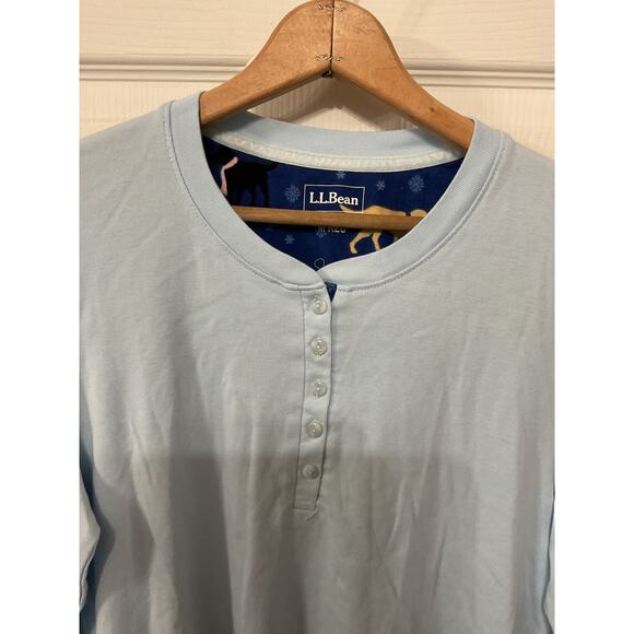 NWT L.L. Bean Women's Henley Bright Blue Dog Pajama 3 Button Top, M - Picture 2 of 4